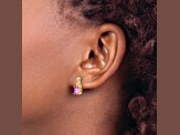 10k Yellow Gold 1.5ctw Lab Created Pink Sapphire October Birthstone and Diamond Dangle Earrings