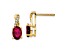 10k Yellow Gold 1.5ctw Lab Created Red Ruby July Birthstone and Diamond Dangle Earrings