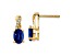 10k Yellow Gold 1.5ctw Lab Created Blue Sapphire September Birthstone and Diamond Dangle Earrings