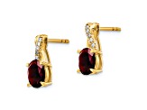 10k Yellow Gold 1.5ctw Red Garnet January Birthstone and Diamond Dangle Earrings