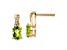 10k Yellow Gold 1.5ctw Green Peridot August Birthstone and Diamond Dangle Earrings