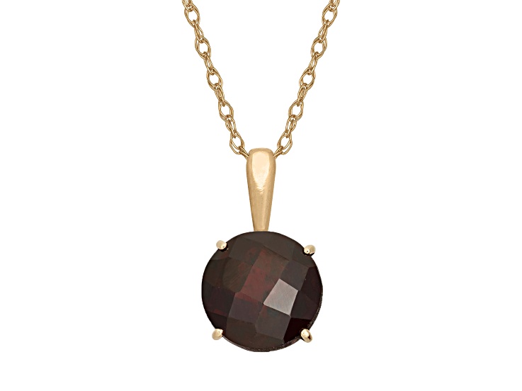 Round Garnet 10K Yellow Gold Pendant 1.30ctw