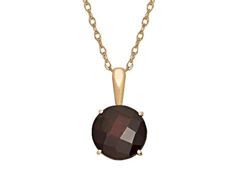 Round Garnet 10K Yellow Gold Pendant 1.30ctw