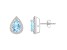 7x5mm Pear Shape Simulated Aquamarine And Created White Sapphire 10k White Gold Halo Stud Earrings