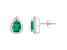 7x5mm Pear Shape Created Emerald And Created White Sapphire 10k White Gold Halo Stud Earrings