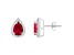 7x5mm Pear Shape Created Ruby And Created White Sapphire 10k White Gold Halo Stud Earrings