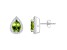 7x5mm Pear Shape Peridot And Created White Sapphire 10k White Gold Halo Stud Earrings