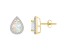 7x5mm Pear Shape Created Opal And Created White Sapphire 10k Yellow Gold Halo Stud Earrings