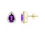 7x5mm Pear Shape Amethyst And Created White Sapphire 10k Yellow Gold Halo Stud Earrings