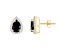 7x5mm Pear Shape Black Onyx And Created White Sapphire 10k Yellow Gold Halo Stud Earrings