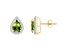 7x5mm Pear Shape Peridot And Created White Sapphire 10k Yellow Gold Halo Stud Earrings