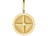 14K Yellow Gold 0.03ctw Diamond Accent Compass Design Pendant.