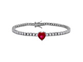 Created Ruby and White Sapphire Sterling Silver Tennis Bracelet 8.06ctw