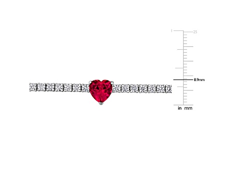Created Ruby and White Sapphire Sterling Silver Tennis Bracelet 8.06ctw