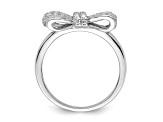 Rhodium Over Sterling Silver Cubic Zirconia Bow Ring