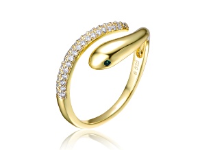 14K Yellow Gold Plated over with Clear Cubic Zirconia Snake Bypass Ring
