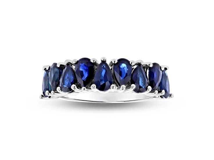 Pear Shaped Sapphire 14k White Gold Band Ring 2.05ctw