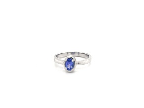 Tanzanite 6x4mm Oval 18K White Gold Ring