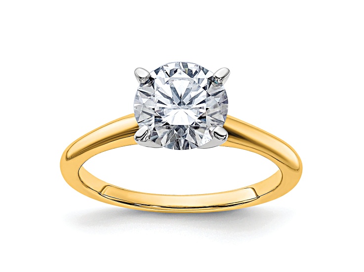 14K Yellow Gold With White Gold Accents 1 3/4 ct. G H I True Light Round Moissanite Solitaire Ring