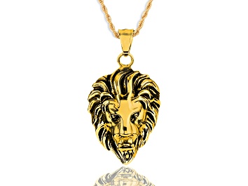 Picture of Invicta Jewelry Men's Lion Head Yellow Steel Pendant Necklace - 24"