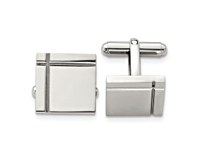 Stainless Steel Polished Square Cuff Links