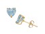 Lab Created Aquamarine Heart Shape 10K Yellow Gold Stud Earrings, 1.6ctw