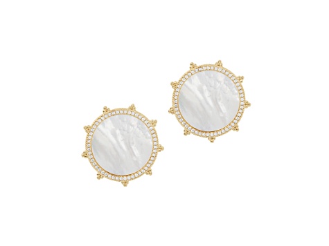 Judith Ripka White Mother Of Pearl 14K Gold Clad Earrings