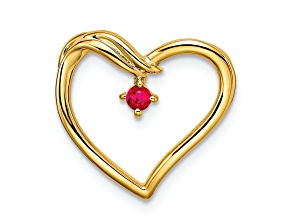 14k Yellow Gold Polished Ruby Heart Chain Slide Pendant