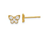 14K Yellow Gold Kids Cubic Zirconia Butterfly Post Earrings