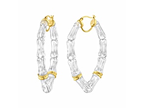 14K Yellow Gold Over Brass Vivienne Bamboo Lucite Hoops