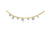 14K Yellow Gold 7 Stone Dashing Diamond Necklace on 18-inch beaded chain, 0.77 ctw.