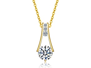 14k Gold Over Sterling Silver with 1.50ctw Lab-Created Moissanite Trapeze Pendant Necklace