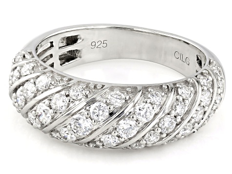White Lab-Grown Diamond Rhodium Over Sterling Silver Ring
