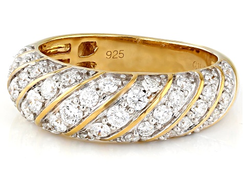 White Lab-Grown Diamond 14k Yellow Gold Over Sterling Silver Ring