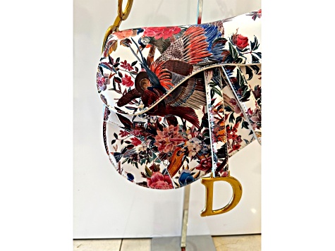 Dior Floral and Bird Print Leather Saddle Bag - 15R83A | JTV