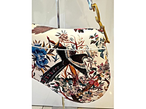 Dior Floral and Bird Print Leather Saddle Bag - 15R83A | JTV