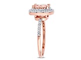 1.62ct Morganite And 0.10ctw Diamond 14k Rose Gold Double Halo Ring