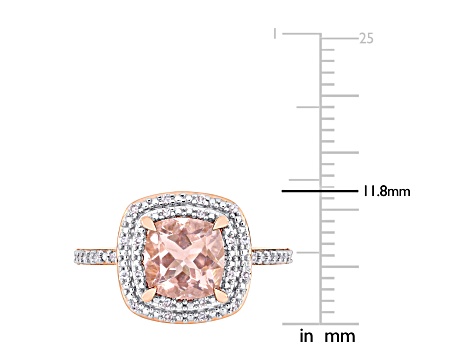 1.62ct Morganite And 0.10ctw Diamond 14k Rose Gold Double Halo Ring
