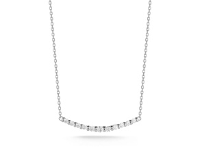 Sterling Statements Rhodium Over Sterling Silver Cubic Zirconia Graduating Curved Bar Necklace