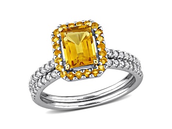 Picture of Citrine and Diamond 14K White and Yellow Gold Ring 1.60ctw