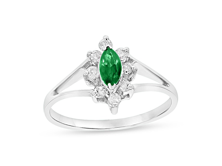 0.35ctw Emerald and Diamond Ring in 14k White Gold