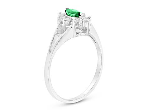 0.35ctw Emerald and Diamond Ring in 14k White Gold