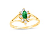 0.35ctw Emerald and Diamond Ring in 14k Yellow Gold