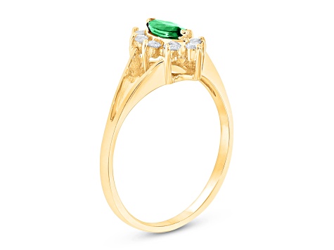 0.35ctw Emerald and Diamond Ring in 14k Yellow Gold