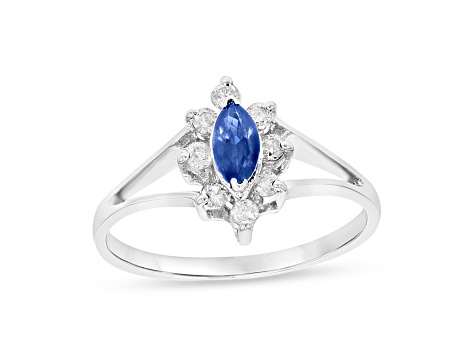 0.40ctw Sapphire and Diamond Ring in 14k White Gold