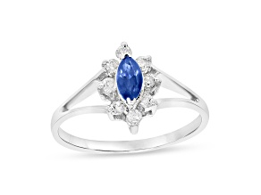 0.40ctw Sapphire and Diamond Ring in 14k White Gold