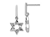 Rhodium Over 14k White Gold Diamond Star of David Dangle Earrings