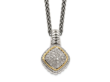 Picture of Sterling Silver Antiqued with 14K Accent Diamond Necklace