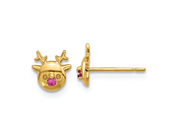 Picture of 14k Yellow Gold Children's Polished Cubic Zirconia Reindeer Stud Earrings