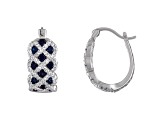 Lab Created Sapphire Hoop Sterling Silver Earrings 2.11ctw